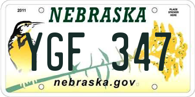NE license plate YGF347