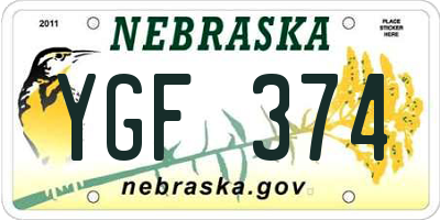 NE license plate YGF374