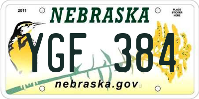 NE license plate YGF384