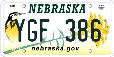 NE license plate YGF386
