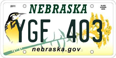 NE license plate YGF403