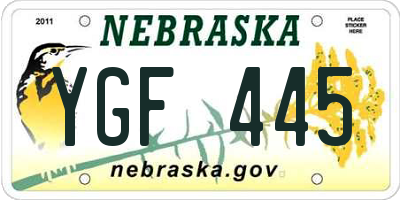 NE license plate YGF445