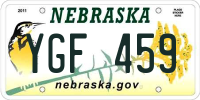 NE license plate YGF459