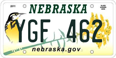NE license plate YGF462