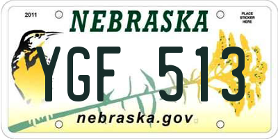 NE license plate YGF513
