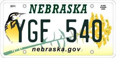NE license plate YGF540