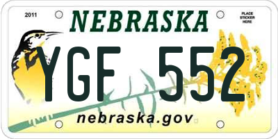 NE license plate YGF552