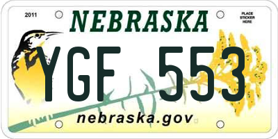 NE license plate YGF553