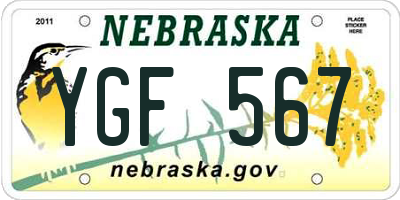NE license plate YGF567