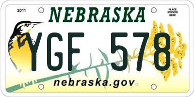 NE license plate YGF578