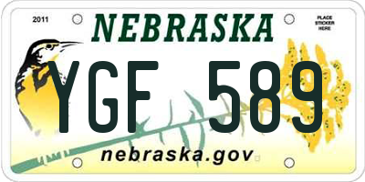 NE license plate YGF589