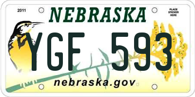 NE license plate YGF593