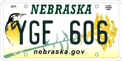 NE license plate YGF606
