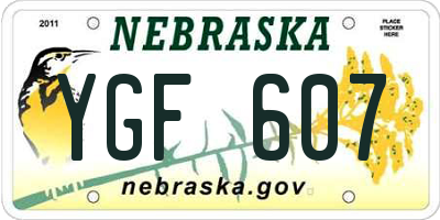 NE license plate YGF607