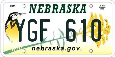 NE license plate YGF610