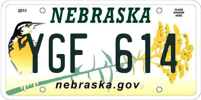 NE license plate YGF614