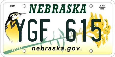 NE license plate YGF615