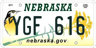 NE license plate YGF616