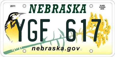 NE license plate YGF617