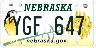 NE license plate YGF647