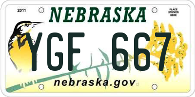 NE license plate YGF667