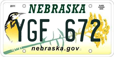 NE license plate YGF672