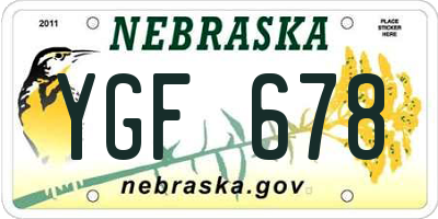 NE license plate YGF678