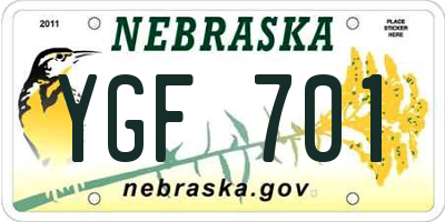 NE license plate YGF701