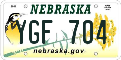 NE license plate YGF704