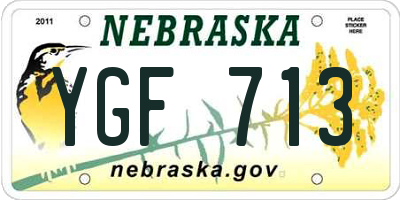 NE license plate YGF713