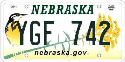 NE license plate YGF742