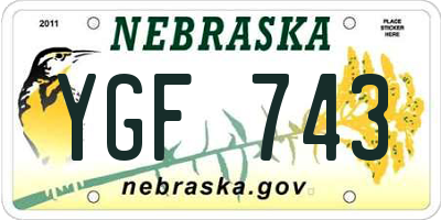 NE license plate YGF743