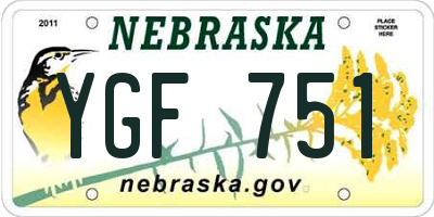NE license plate YGF751