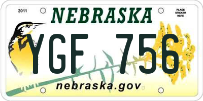 NE license plate YGF756