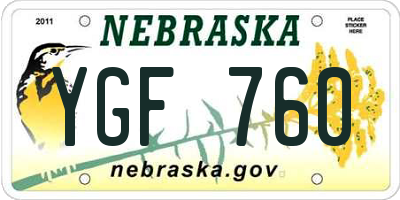 NE license plate YGF760
