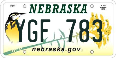 NE license plate YGF783