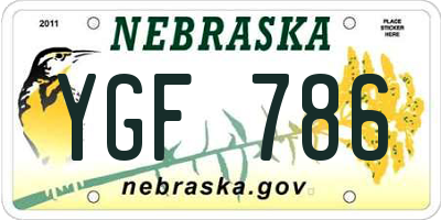 NE license plate YGF786