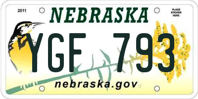 NE license plate YGF793