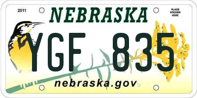 NE license plate YGF835