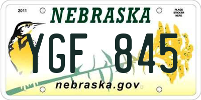 NE license plate YGF845
