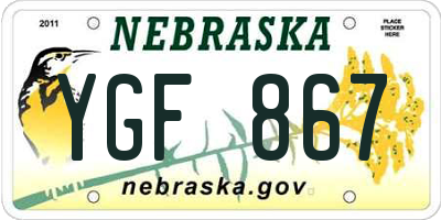 NE license plate YGF867