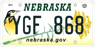 NE license plate YGF868