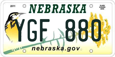 NE license plate YGF880