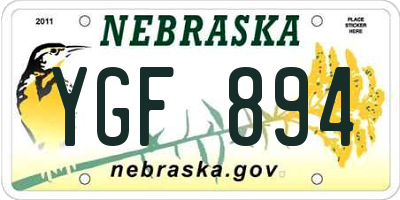 NE license plate YGF894