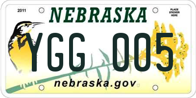 NE license plate YGG005