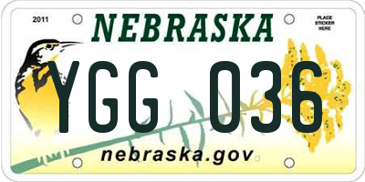 NE license plate YGG036