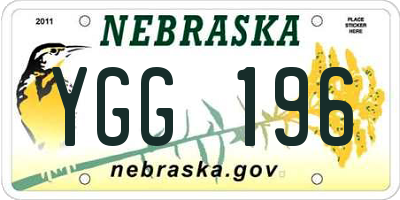 NE license plate YGG196