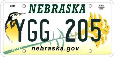 NE license plate YGG205