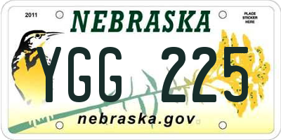 NE license plate YGG225