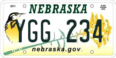 NE license plate YGG234